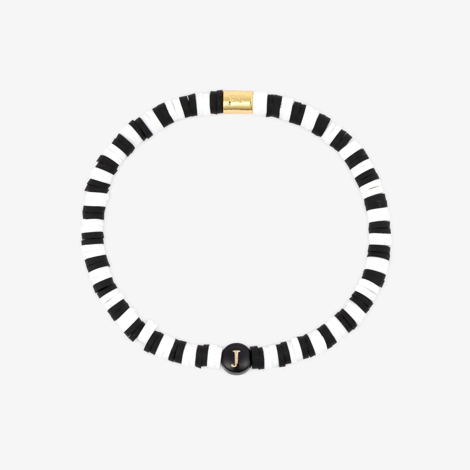 Black and White Alphabet Stretch Bracelet - Image 15