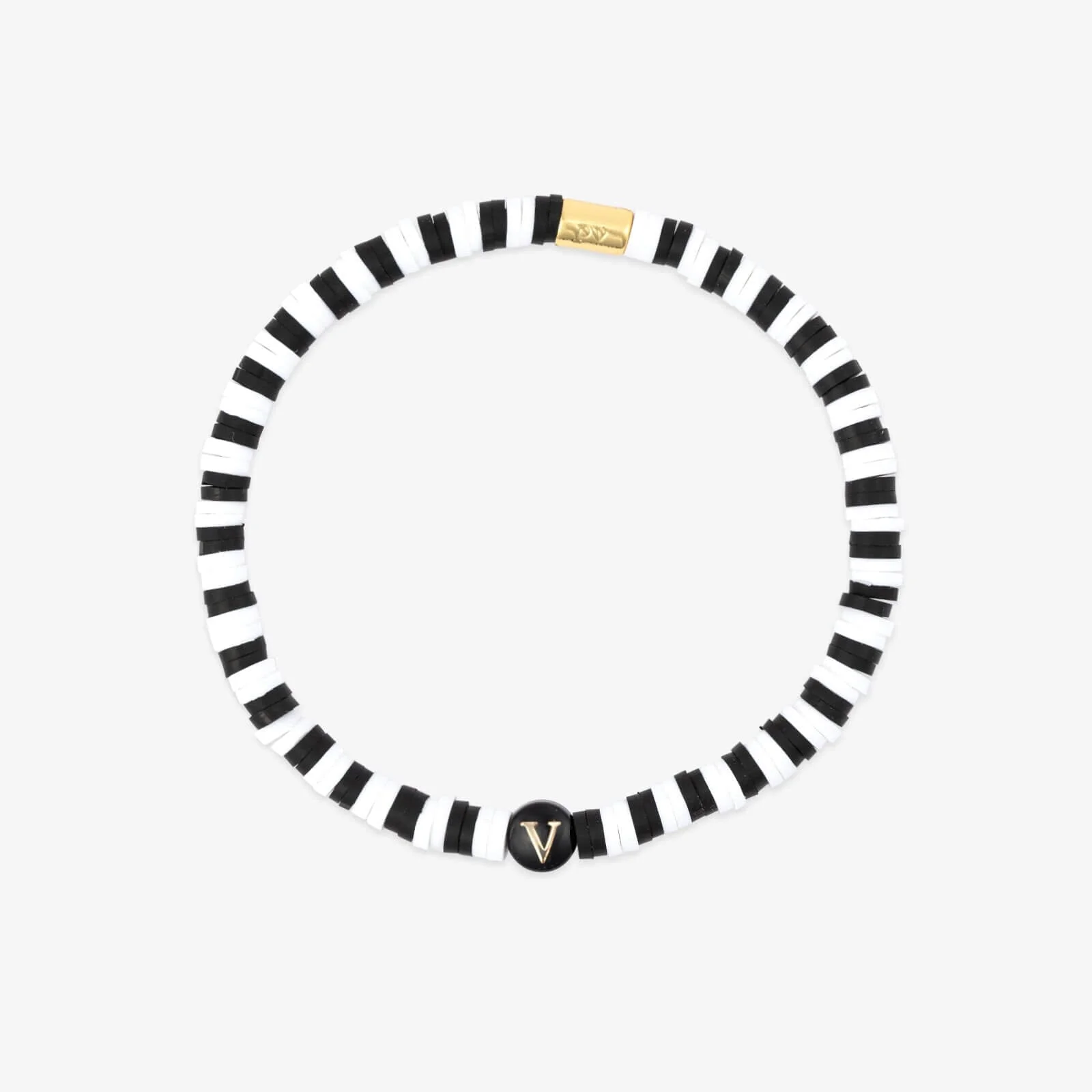 Black and White Alphabet Stretch Bracelet - Image 26