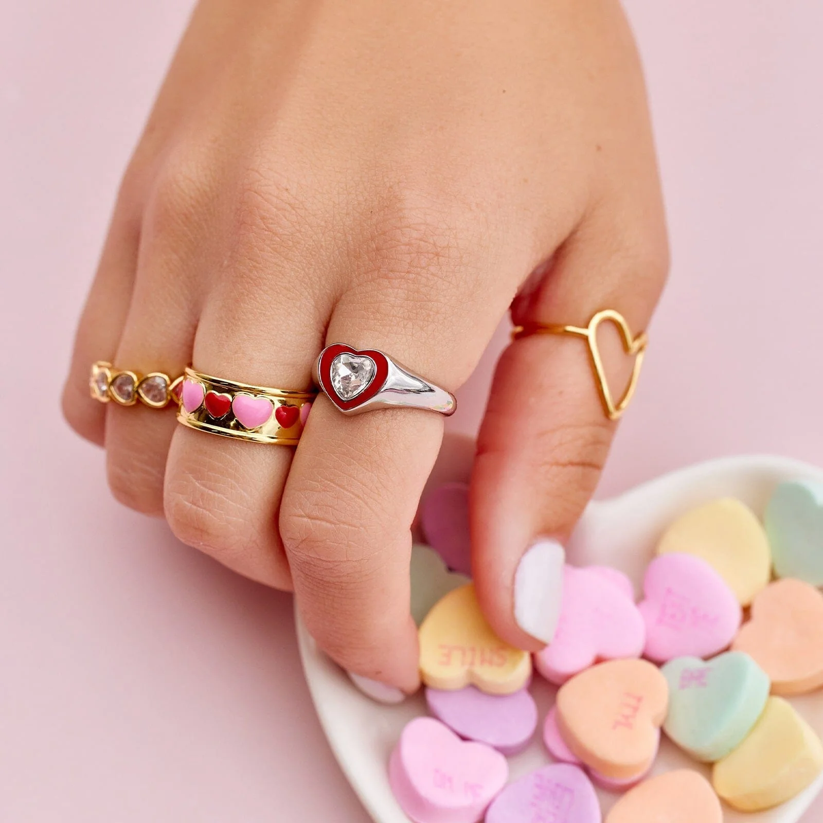 Enamel Heart Ring - Image 4