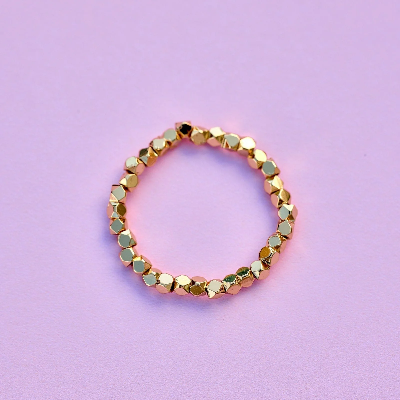 Faceted Gold Bead Stretch Ring - Image 4