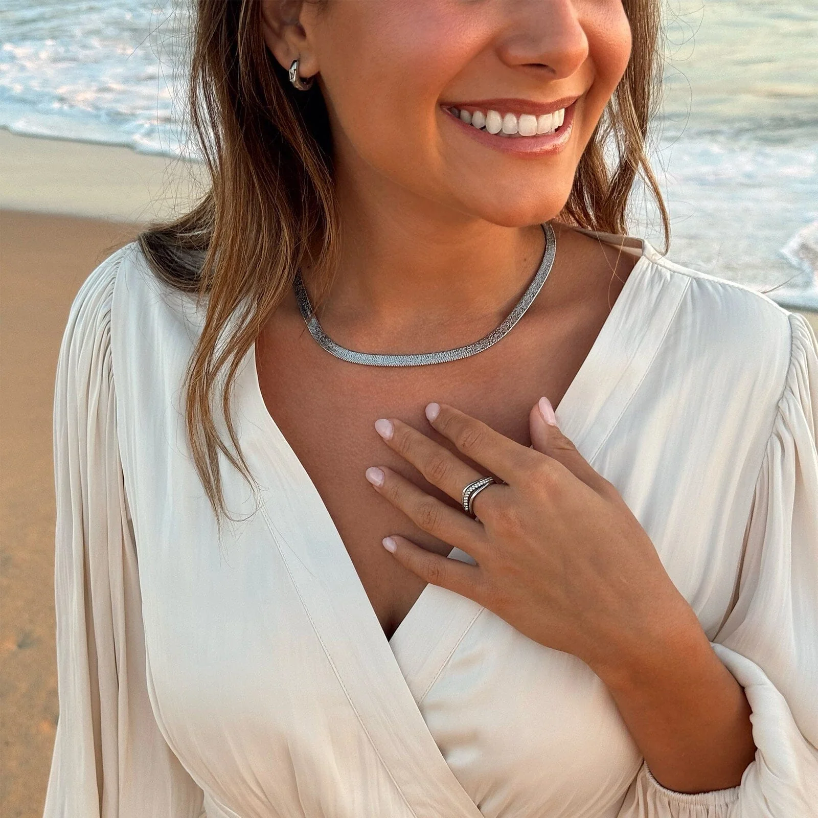 Herringbone Chain Necklace - Image 6