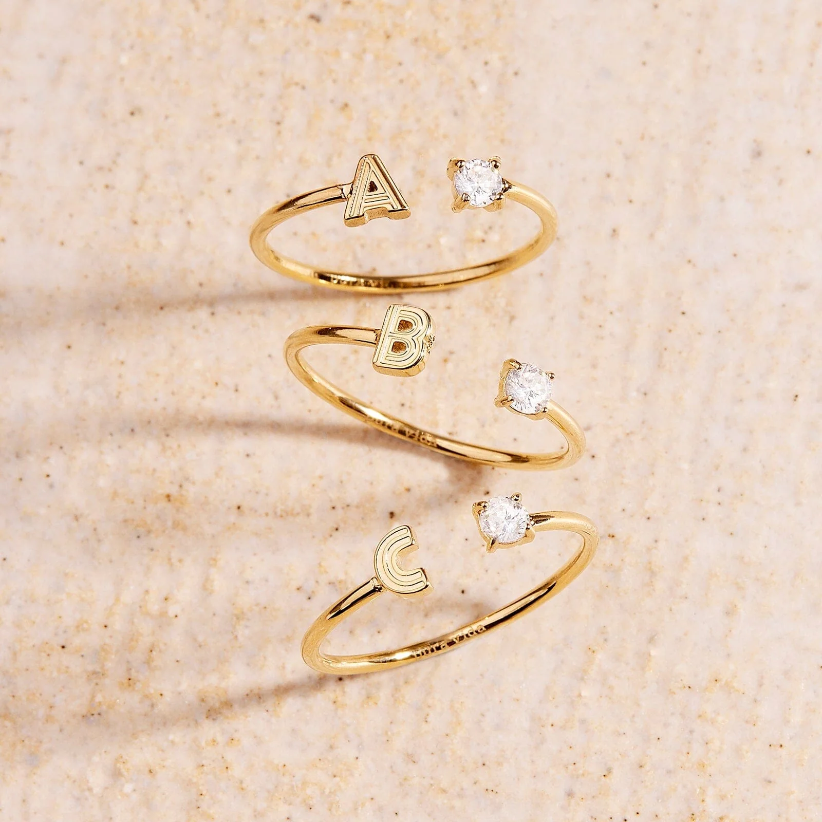 Initial Stone Open Ring - Image 4