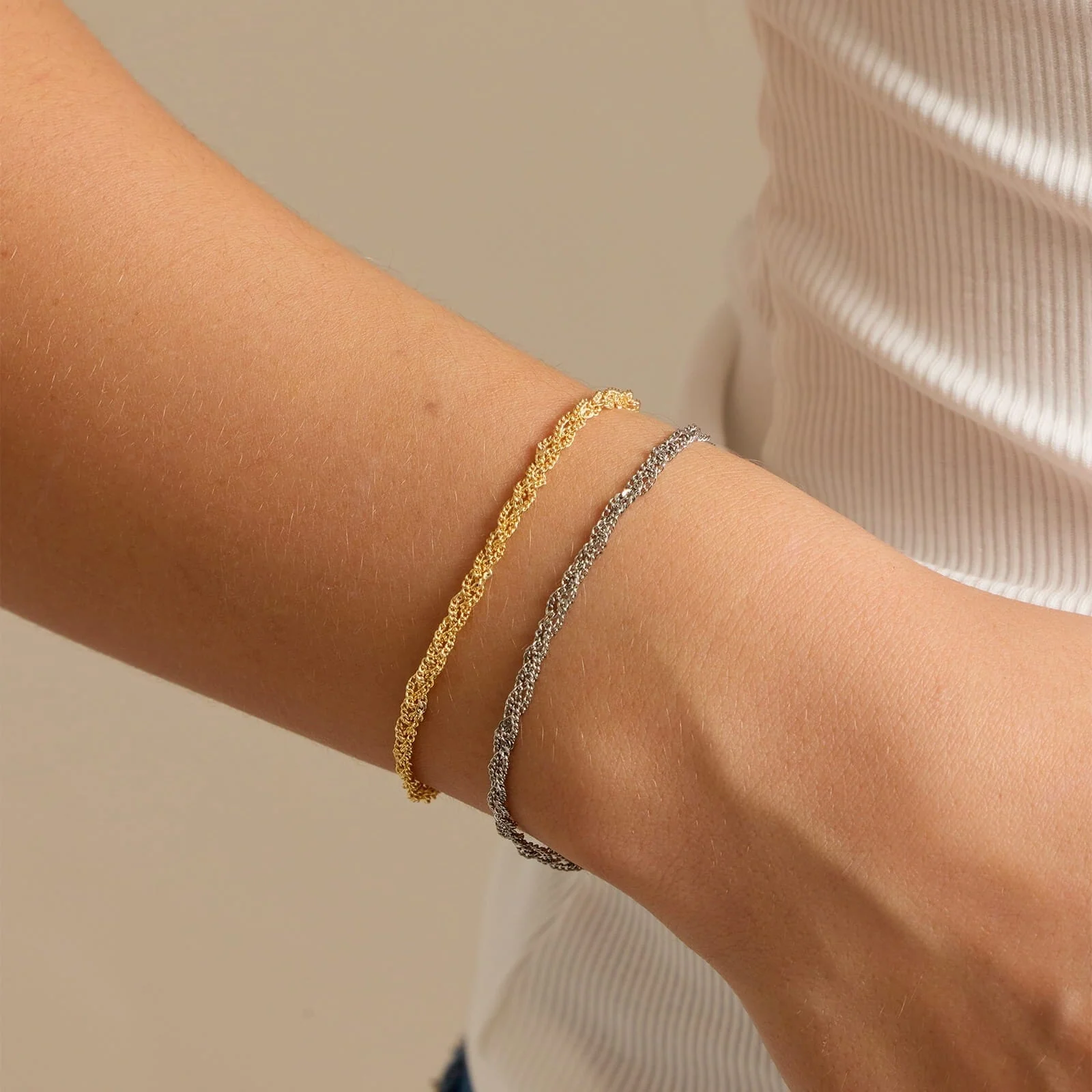 Layered Twisted Rope Chain Bracelet - Image 3