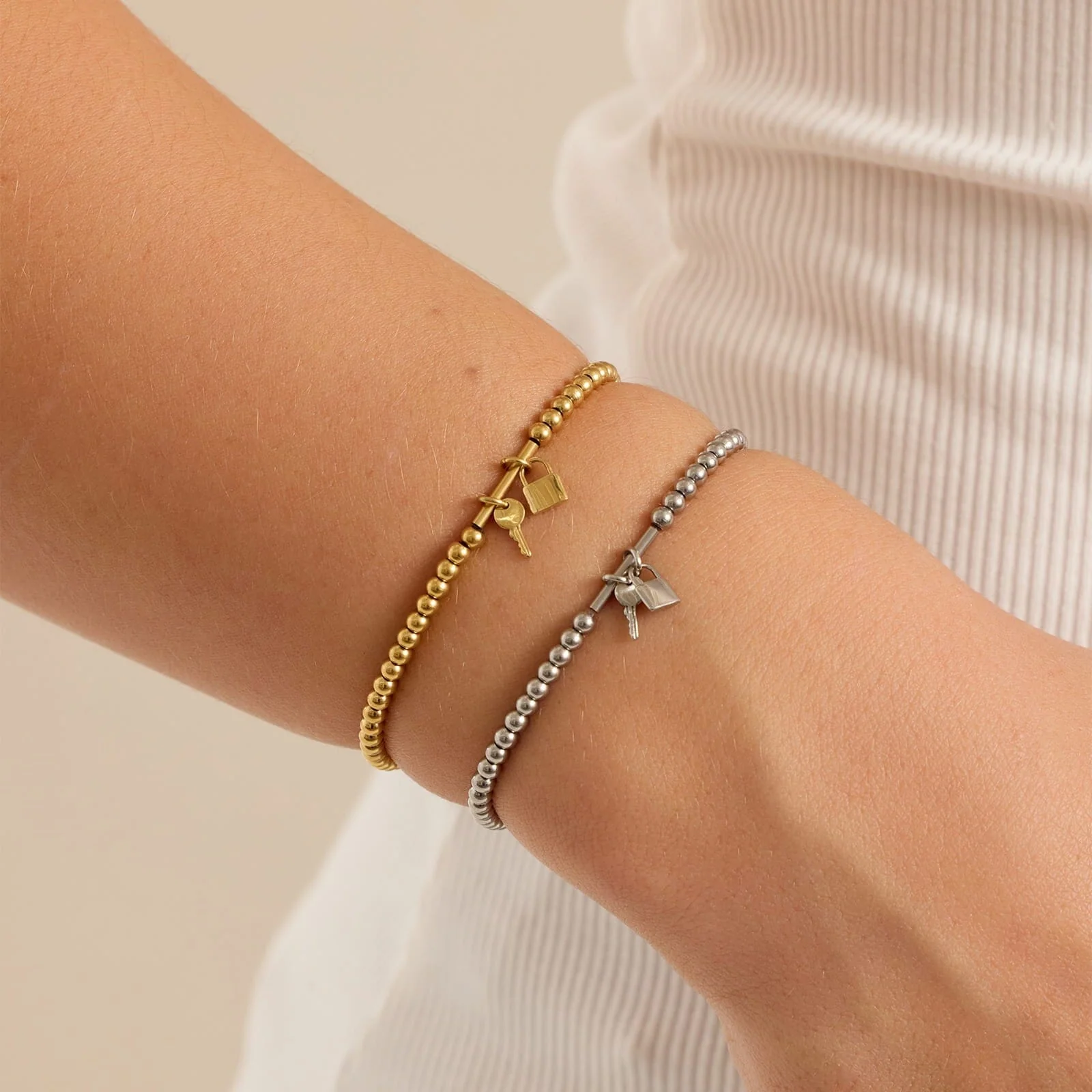 Lock and Key Stretch Bracelet - Image 3