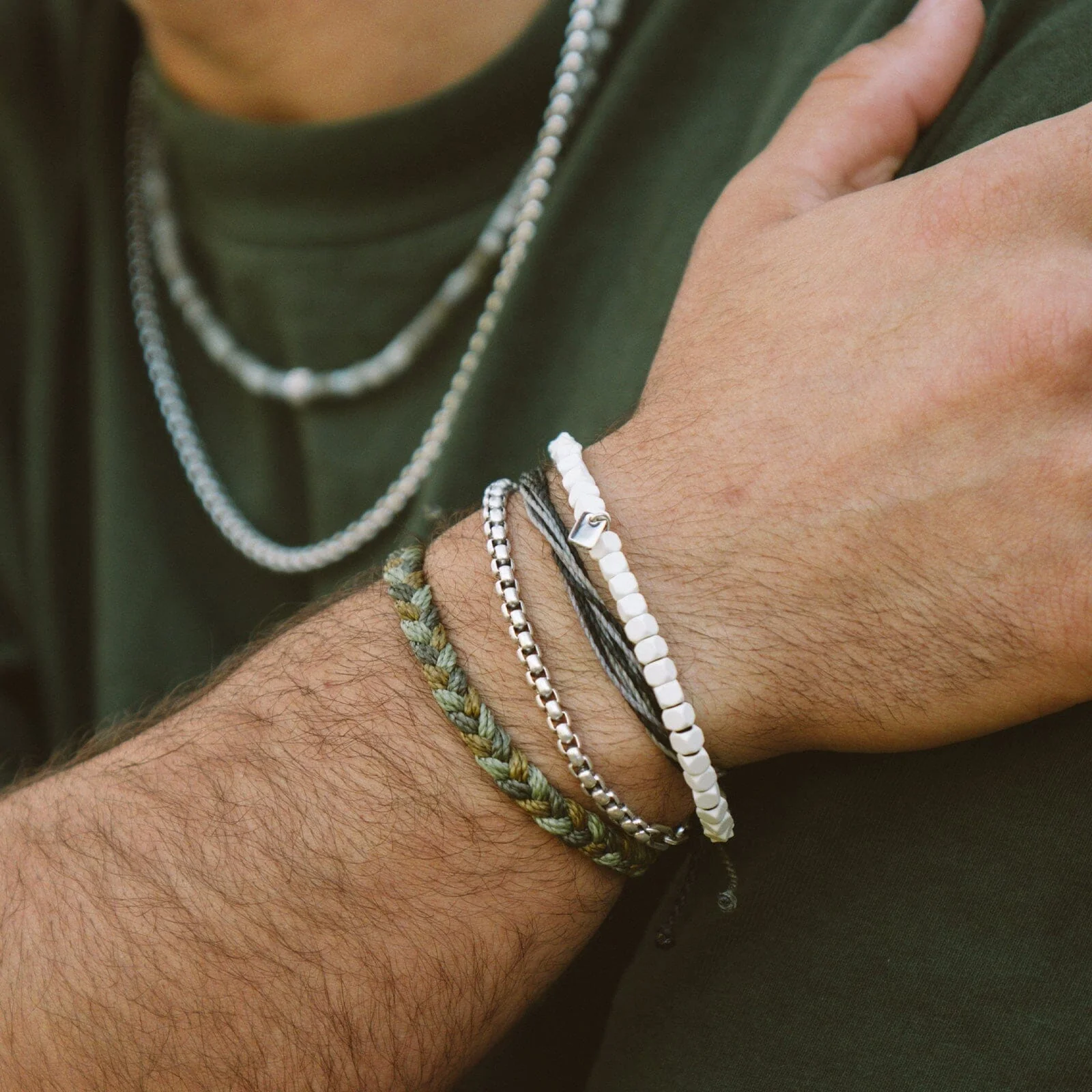 Men's Coated Hematite Stretch Bracelet - Image 9