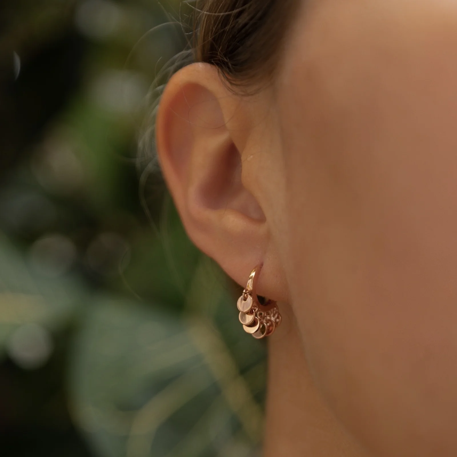 Mini Coin Huggie Earrings - Image 4