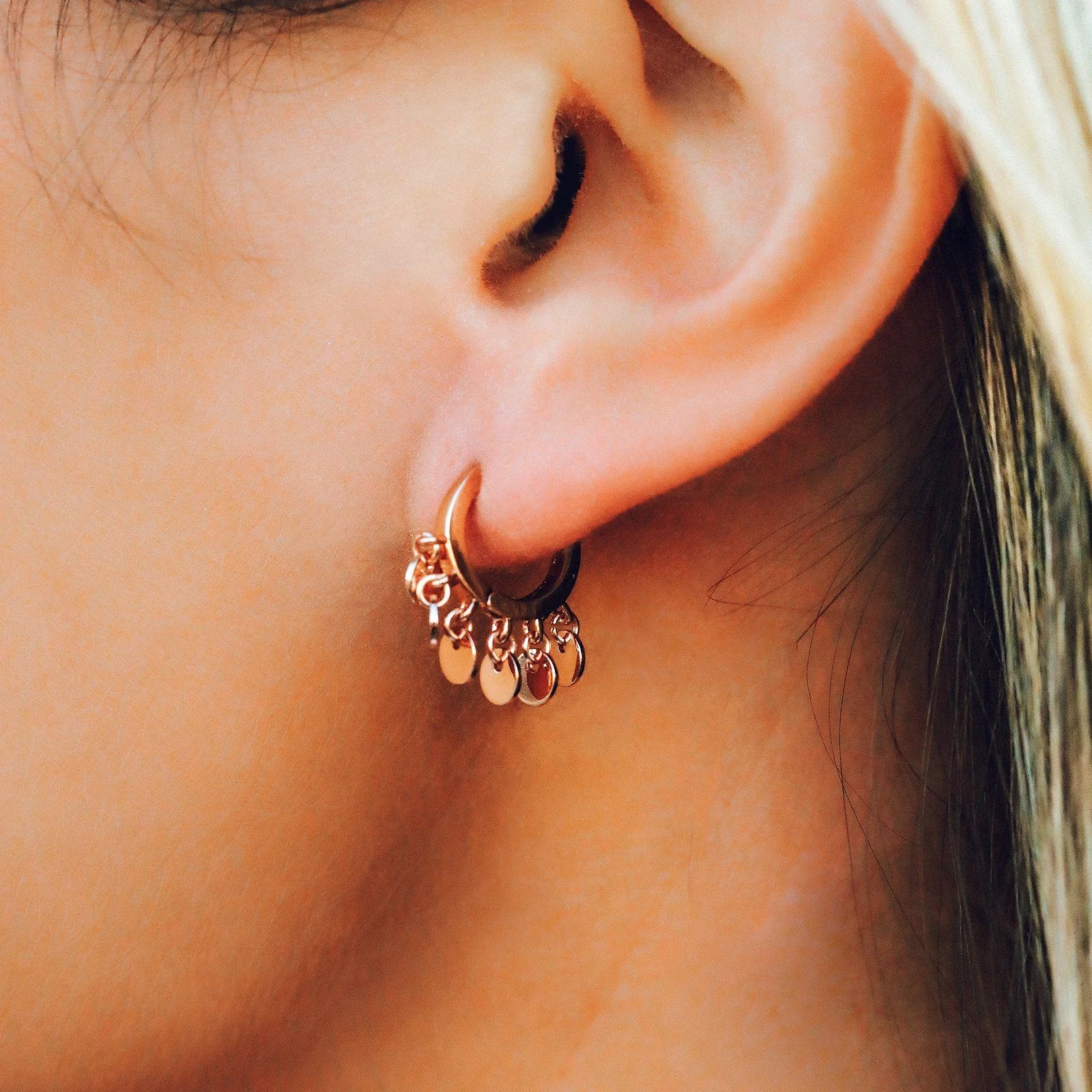 Mini Coin Huggie Earrings - Image 8