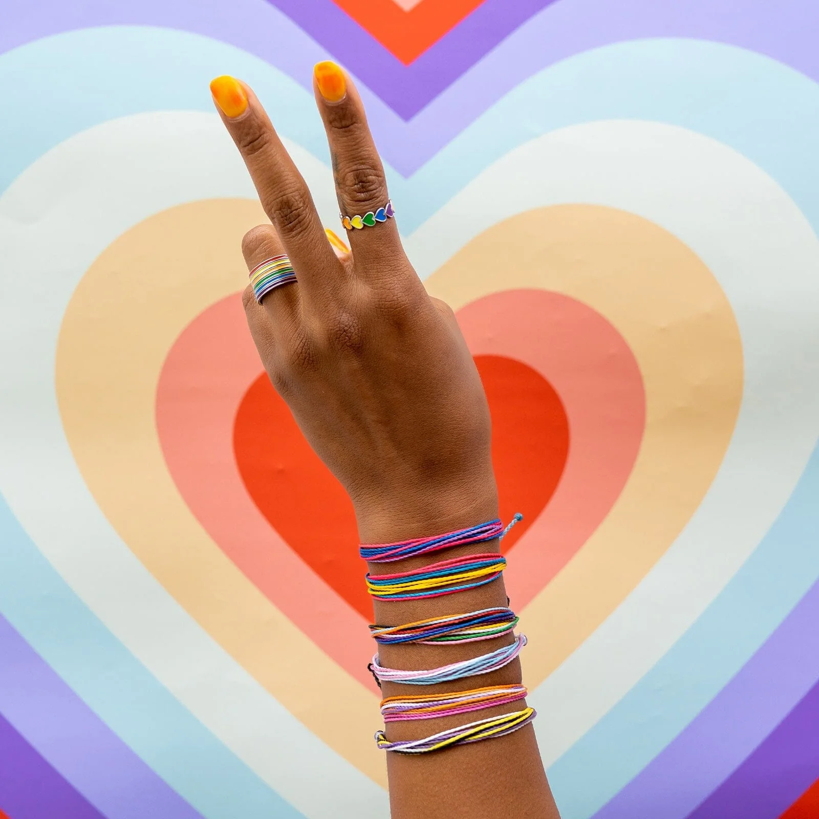 Rainbow Heart Band Ring - Image 6