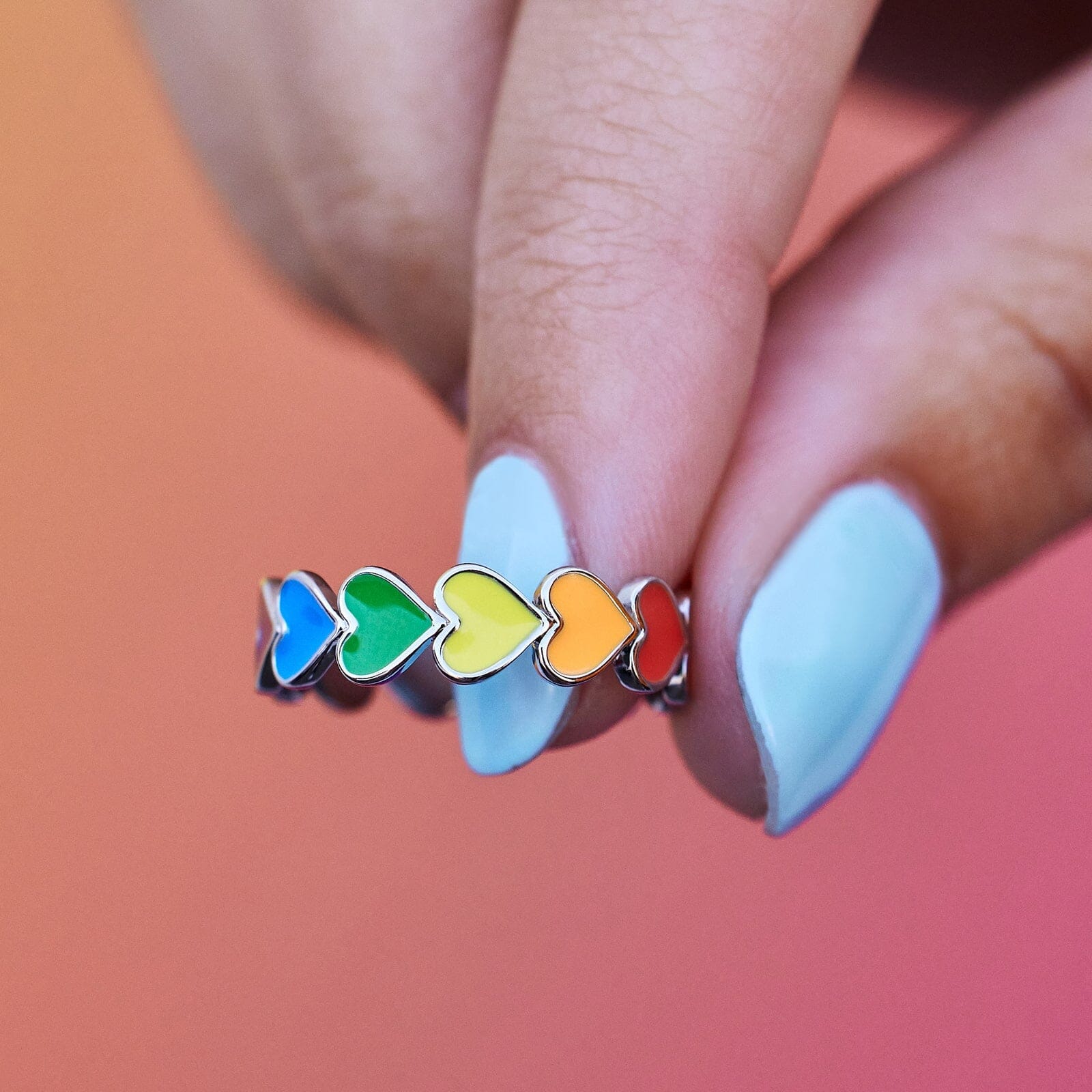 Rainbow Heart Band Ring - Image 8