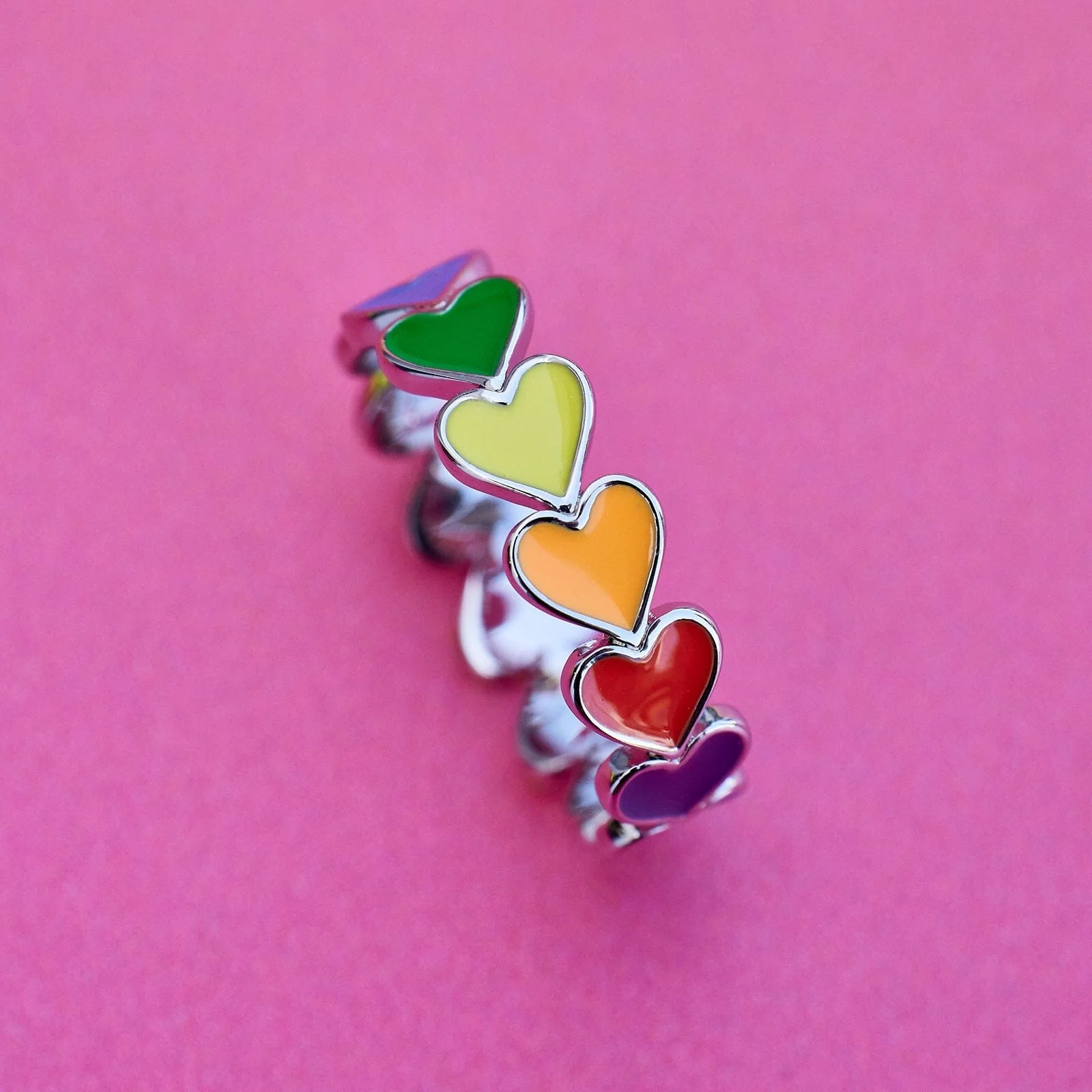 Rainbow Heart Band Ring - Image 9