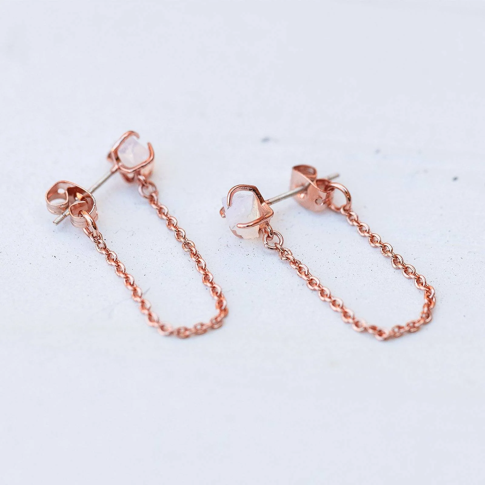 Raw Gem Chain Wrap Earrings - Image 4