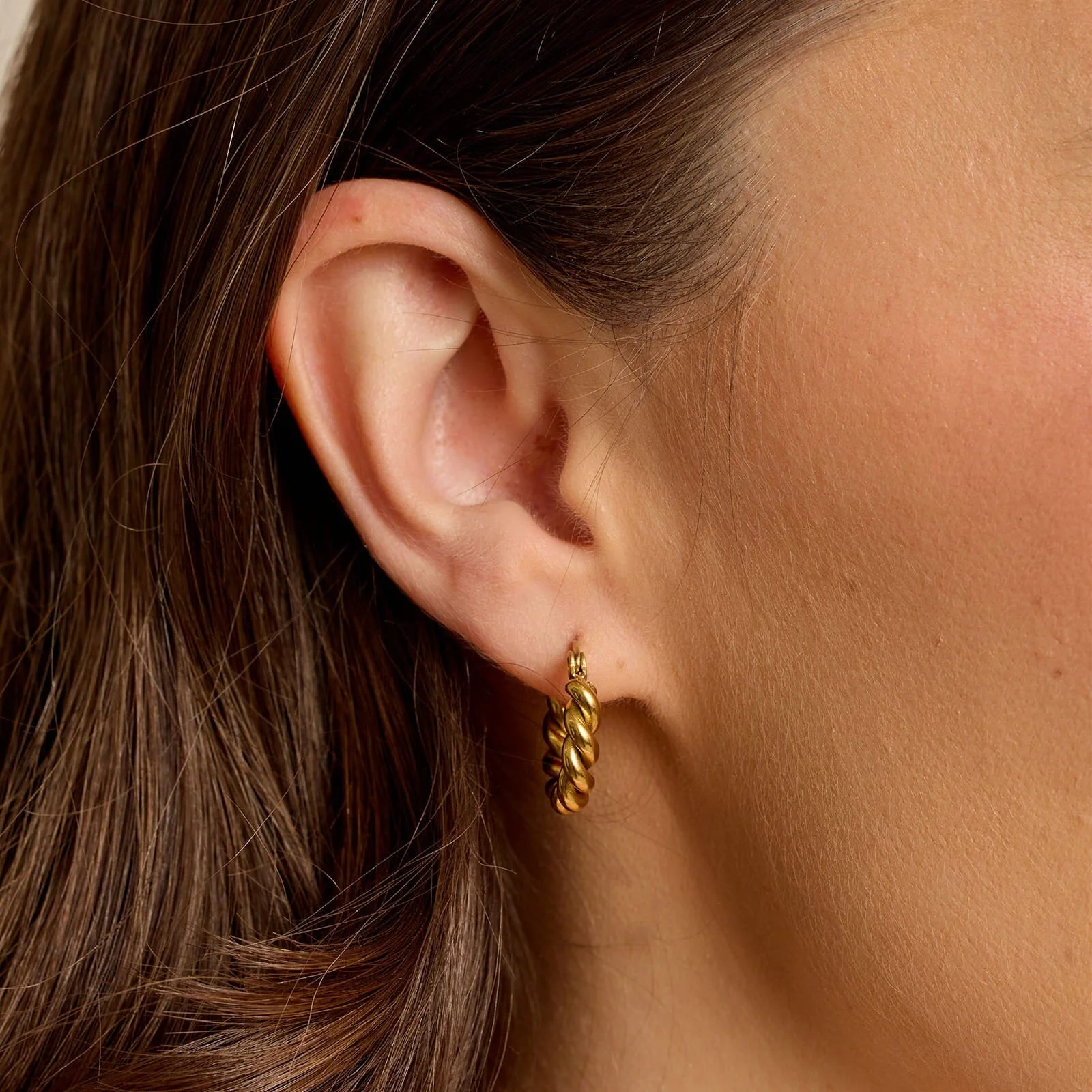 Twisted Dome Hoop Earrings - Image 3